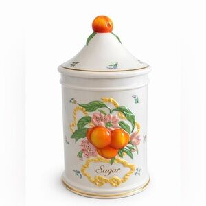 Vintage Le Cordon Bleu Franklin Mint Sugar Canister Raised Fruit Ceramic 1989